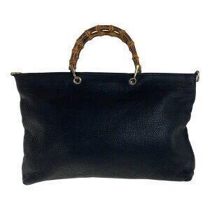 Gucci Leather Bamboo Black Tote Shoulder Bag